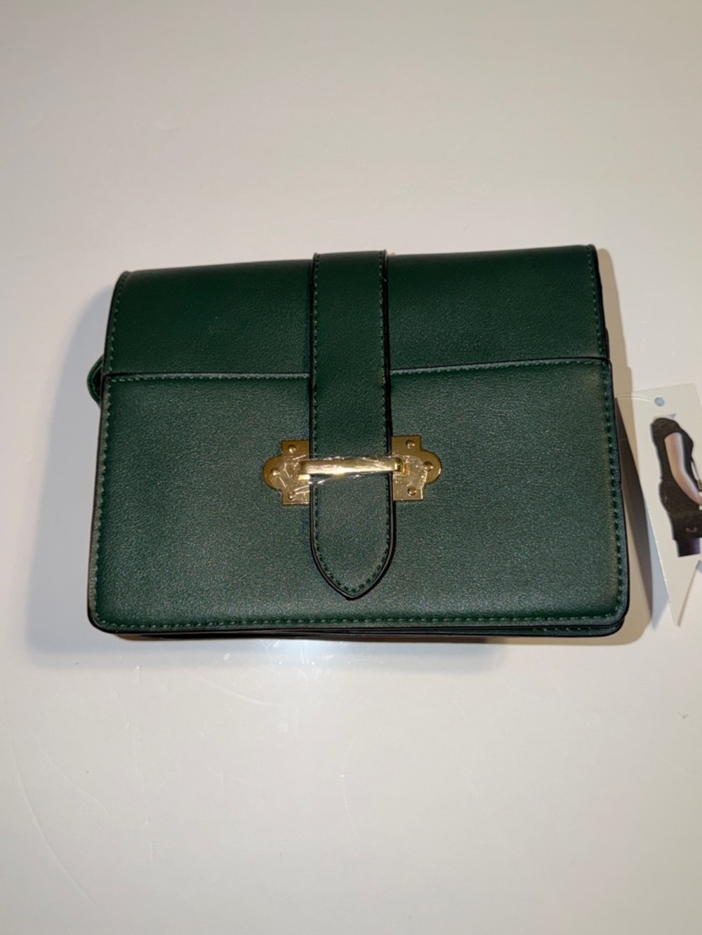 Classic Emerald Green Crossbody Bag with Gold Hardware